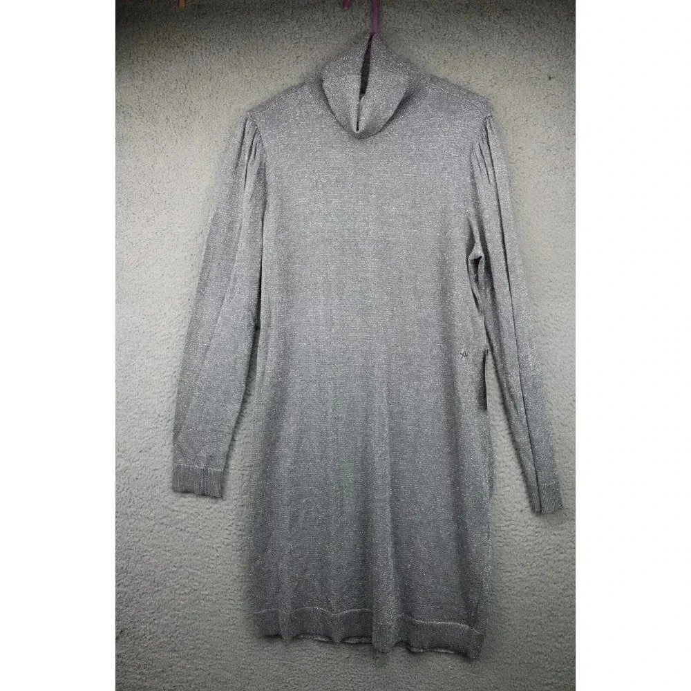 New York & Co. Silver Sparkly Dress-Size XL-New w/Tags-Long Sleeves-Evening Wear